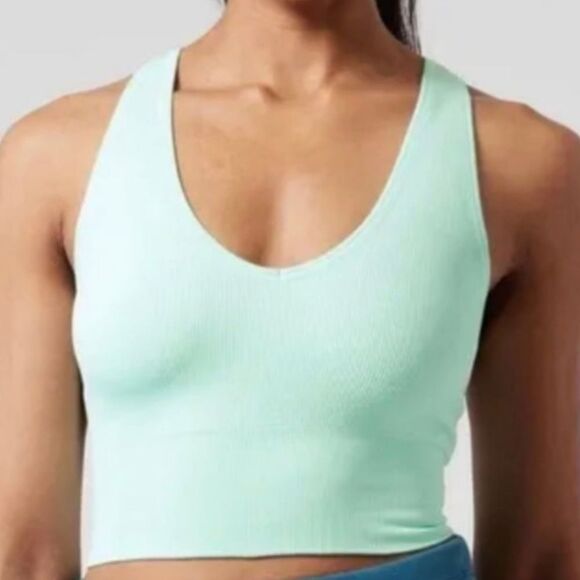 Athleta Aurora Crop Rib Tank Camisole In Blue Size Large - Picture 1 of 7